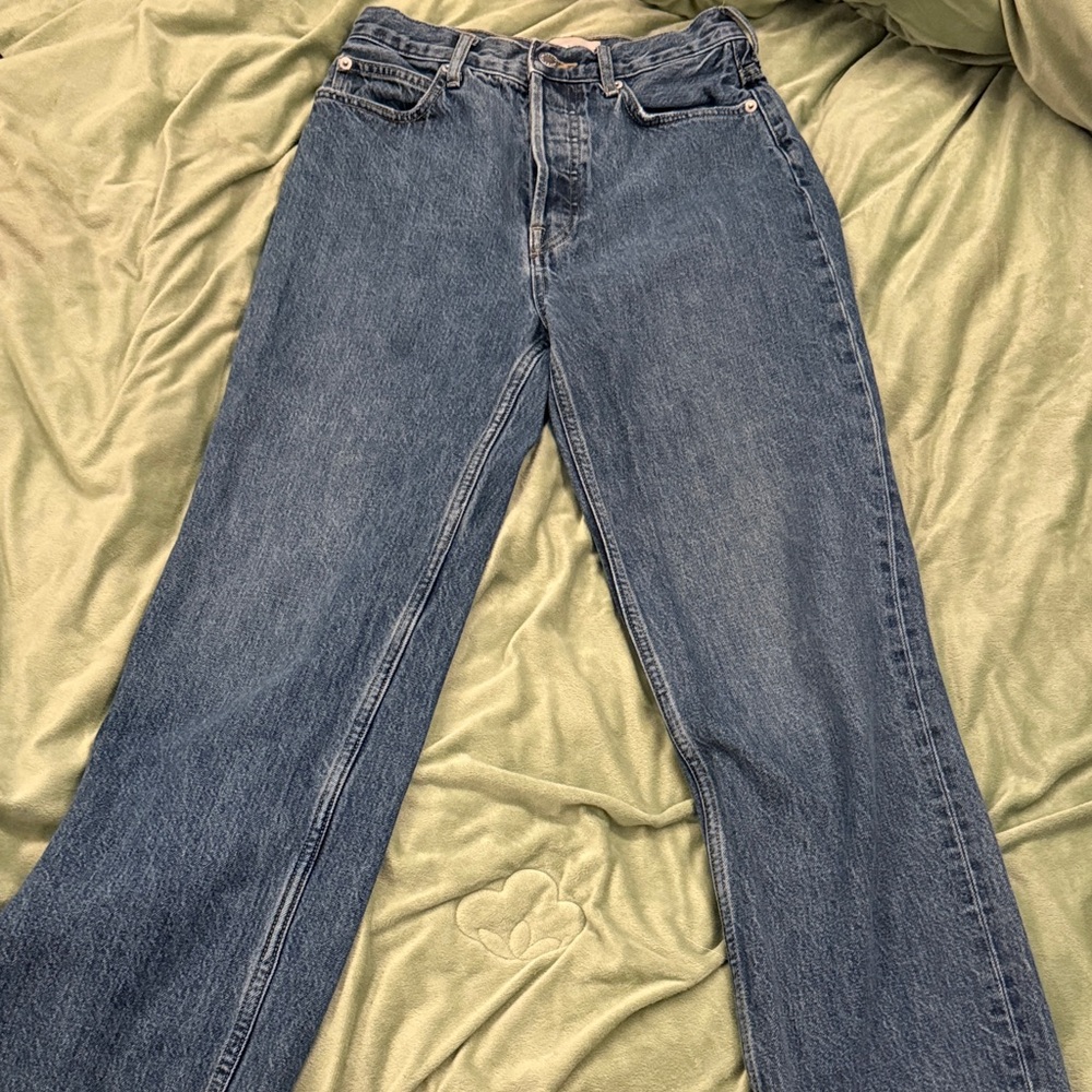 Everlane High-Rise Straight-Leg Jeans in Medium Blue